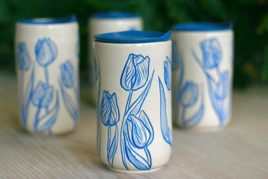 Blue Tulip Travel Mug | Blue Lid