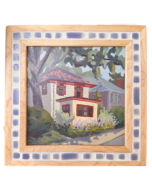 "Kitty's Hostas" ✦  Original Plein Air Oil Painting in Handmade Maple Frame