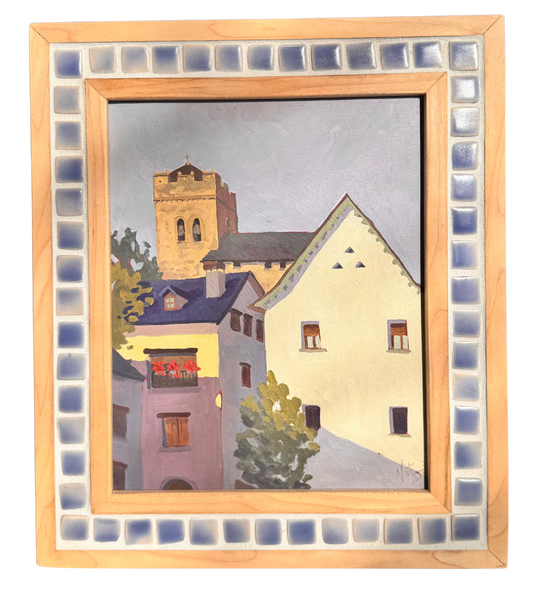"Buildings of Broto" ✦  Original Plein Air Oil Painting in Handmade Maple Frame ✦ Spain Plein Air Collection