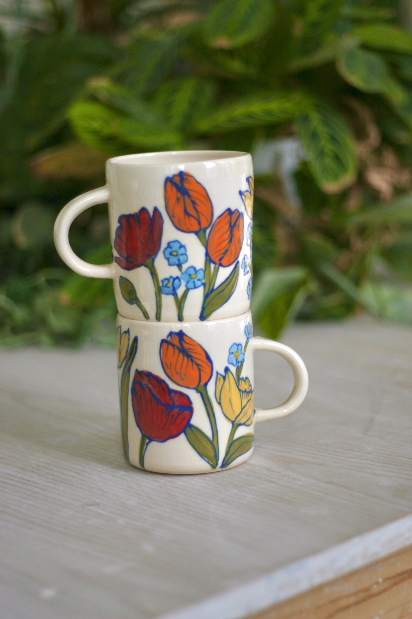 Seconds Delft Garden Mug w/ leaves on Handle **Discounted**