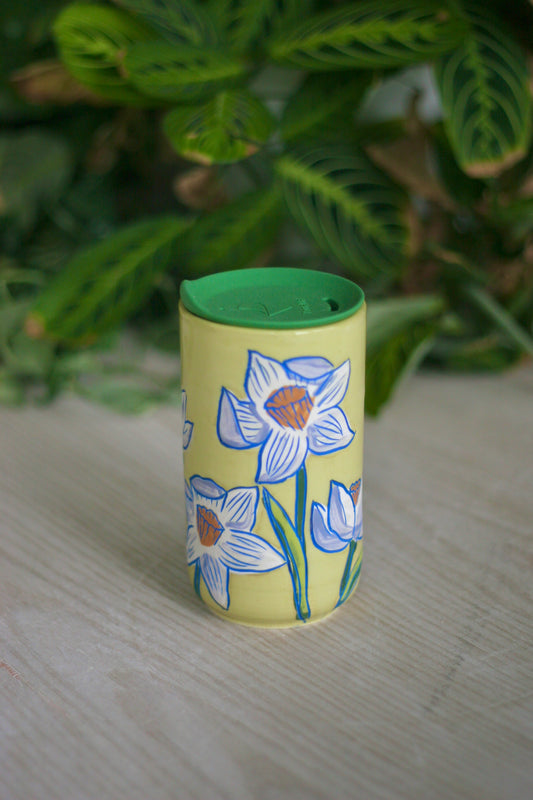 Chartreuse Daffodil Travel Mug | Green Lid