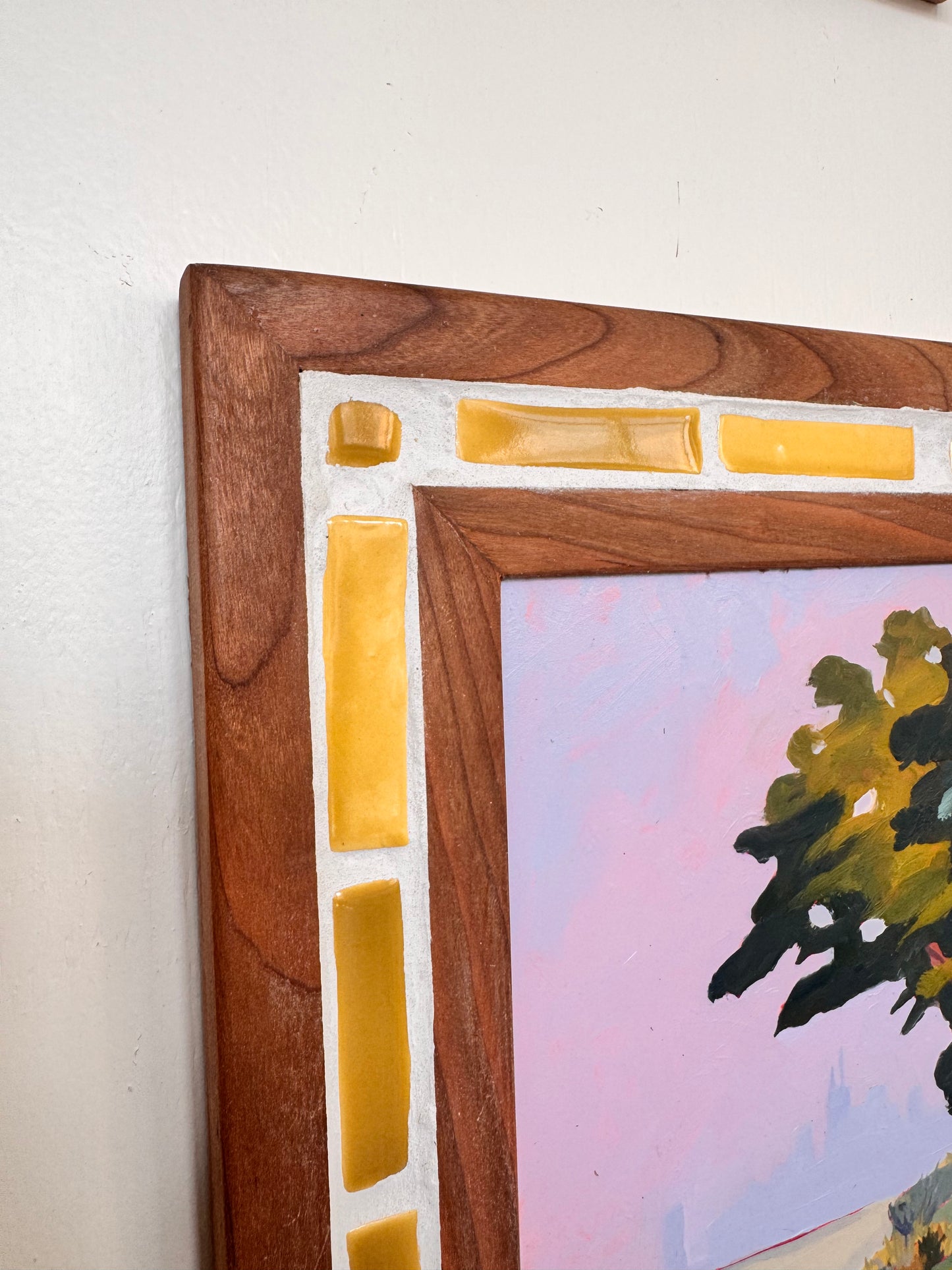 "Golden Hour Stripes" ✦  Original Plein Air Oil Painting in Handmade Cherry Frame