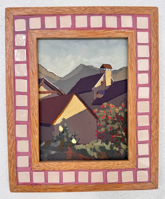 "Golden Hour in Taull" ✦  Original Plein Air Oil Painting in Handmade Zebrawood Frame ✦ Spain Plein Air Collection