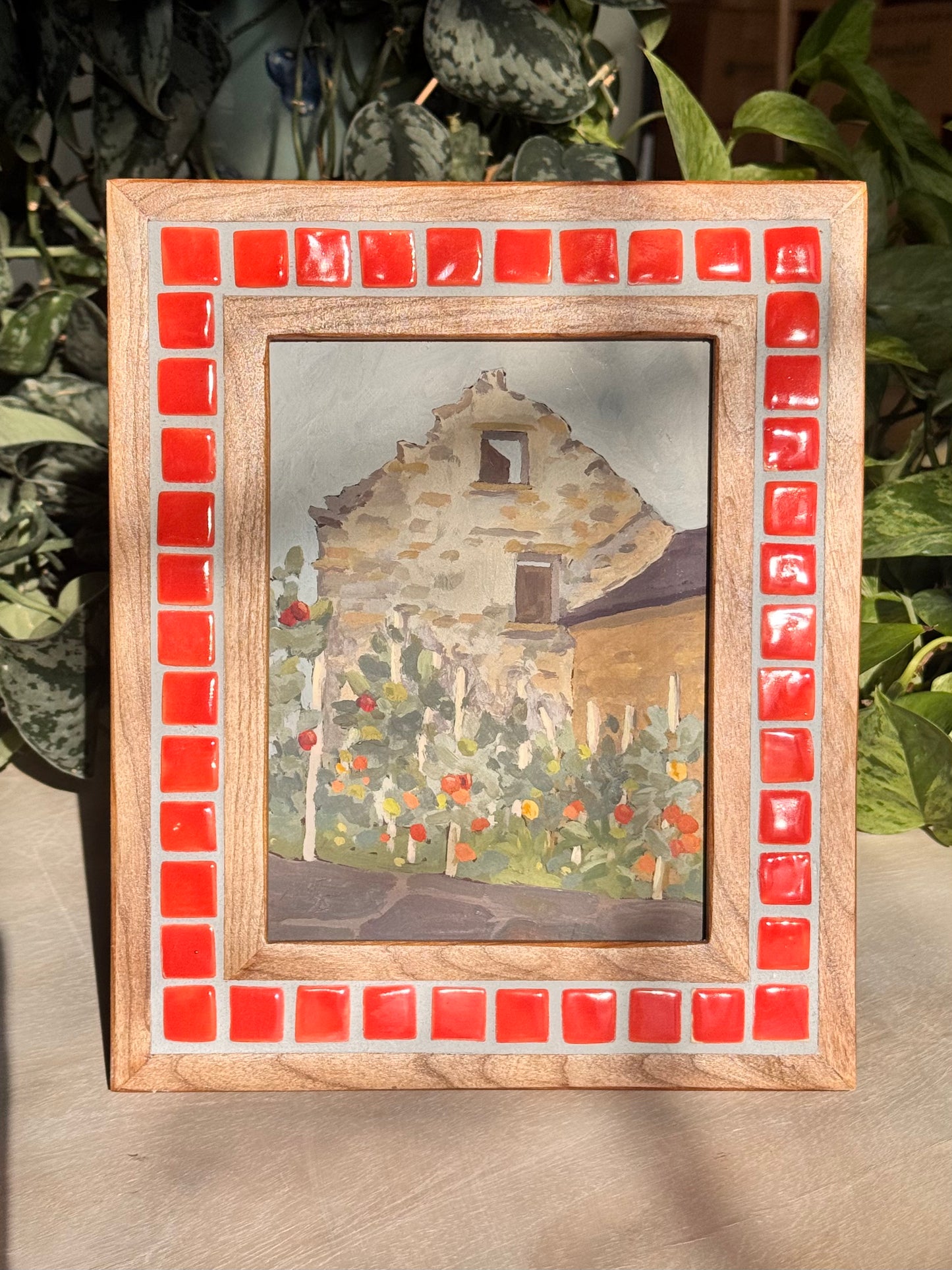 "Tomato Patch in Broto" ✦  Original Plein Air Oil Painting in Handmade Cherry Frame ✦ Spain Plein Air Collection