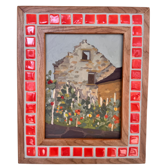 "Tomato Patch in Broto" ✦  Original Plein Air Oil Painting in Handmade Cherry Frame ✦ Spain Plein Air Collection